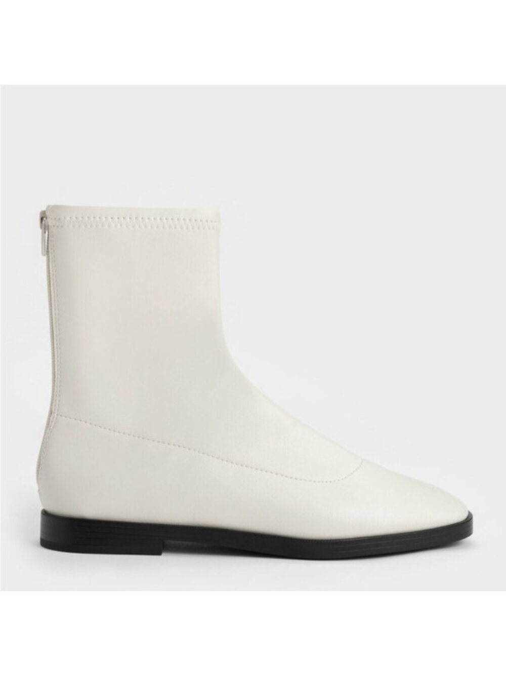 Charles & Keith Zip-Up Ankle Boots Chalk Size 9.5